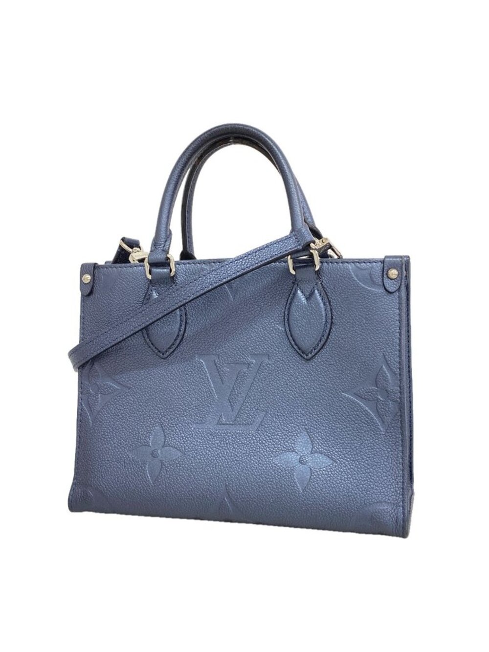 Louis Vuitton Handbag Monogram Empreinte On The Go PM Navy Blue 2-Way Bag